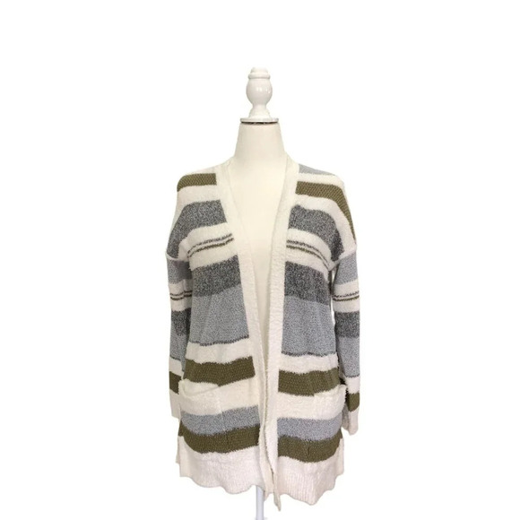 Pink Clover Cozy Striped Open-Front Cardigan Sweater Size S - Picture 3 of 11